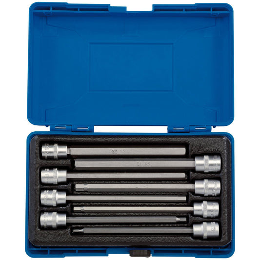 Draper 8 Piece 150mm 6" Long Hex/Allen Key End 3/8" Sq Dr Socket Bit Set 16287