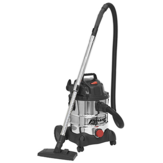 Sealey Vacuum Cleaner Industrial Wet & Dry 20L 1250W Stainless PC200SD