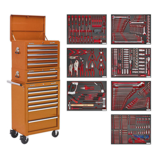 Sealey Tool Chest Combination 14 Drawer-Orange with 446pc Tool Kit TBTPCOMBO4