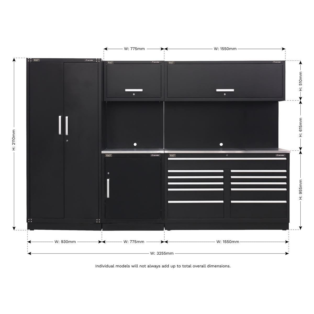 Sealey Premier 3.3m Storage System - Stainless Worktop APMSCOMBO2SS