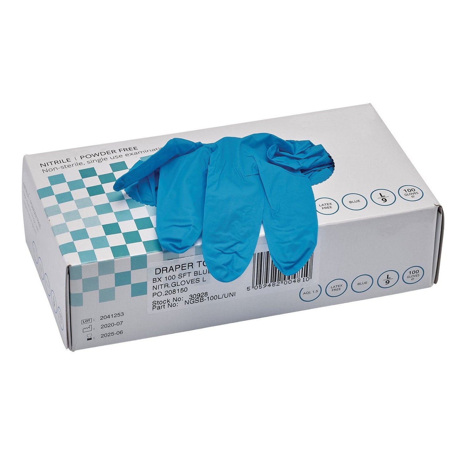 Blue Nitrile Gloves - Size Large (Box Of 100) Draper 30928