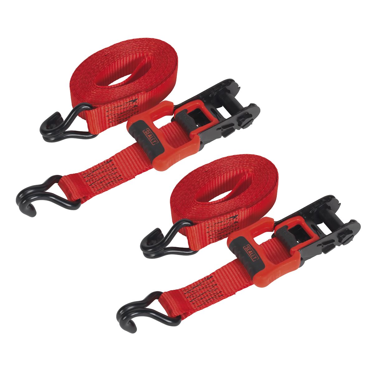 Sealey Ratchet Tie Down 32mmx4.9m Poly Web 1200kg - 1 Pair TD41248JD