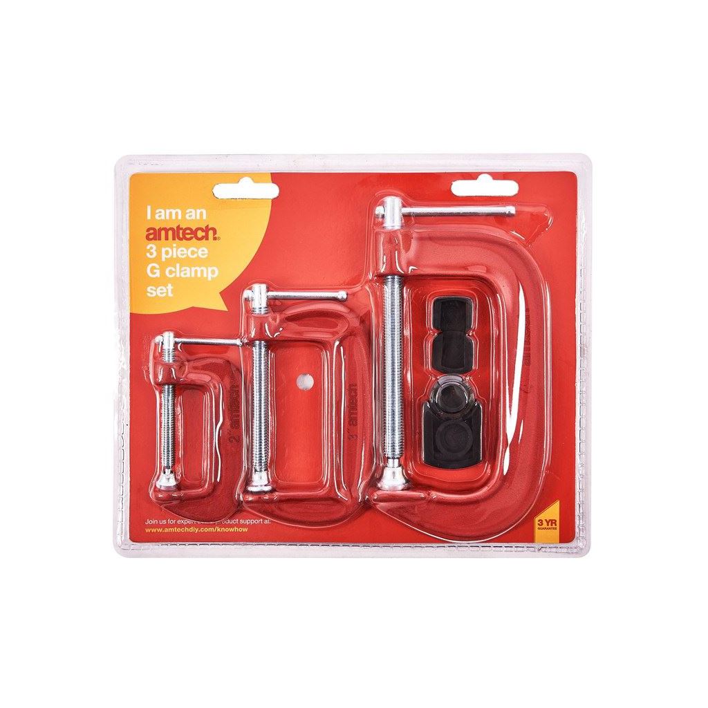 3 Piece Heavy Duty G-Clamp Set 2" 3" & 4" Soft Jaw Pads 50mm 75mm 100mm G Clamps - D0850