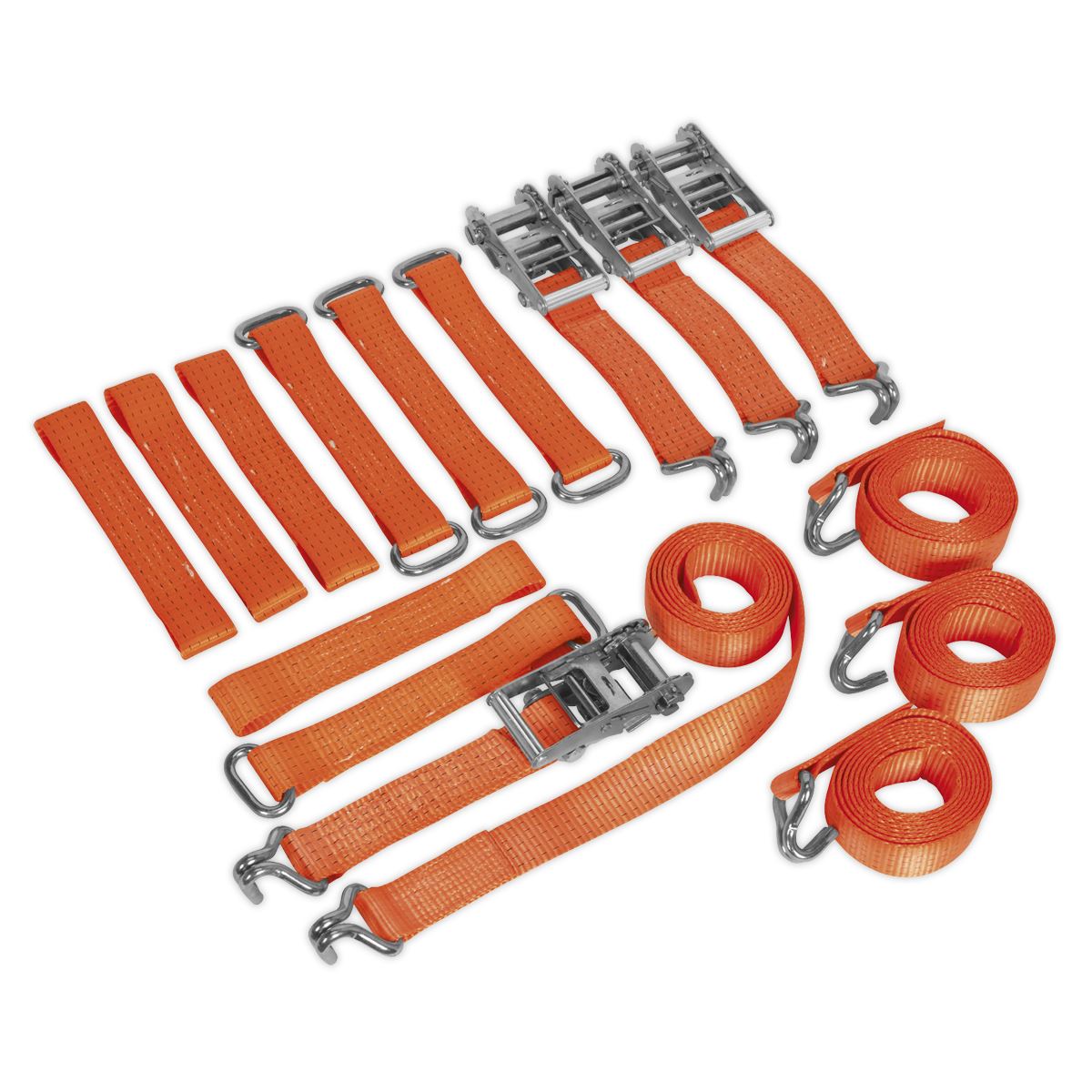 Sealey Car Transporter Ratchet Tie Down Kit 4pc 50mm x 3m TDRWKIT