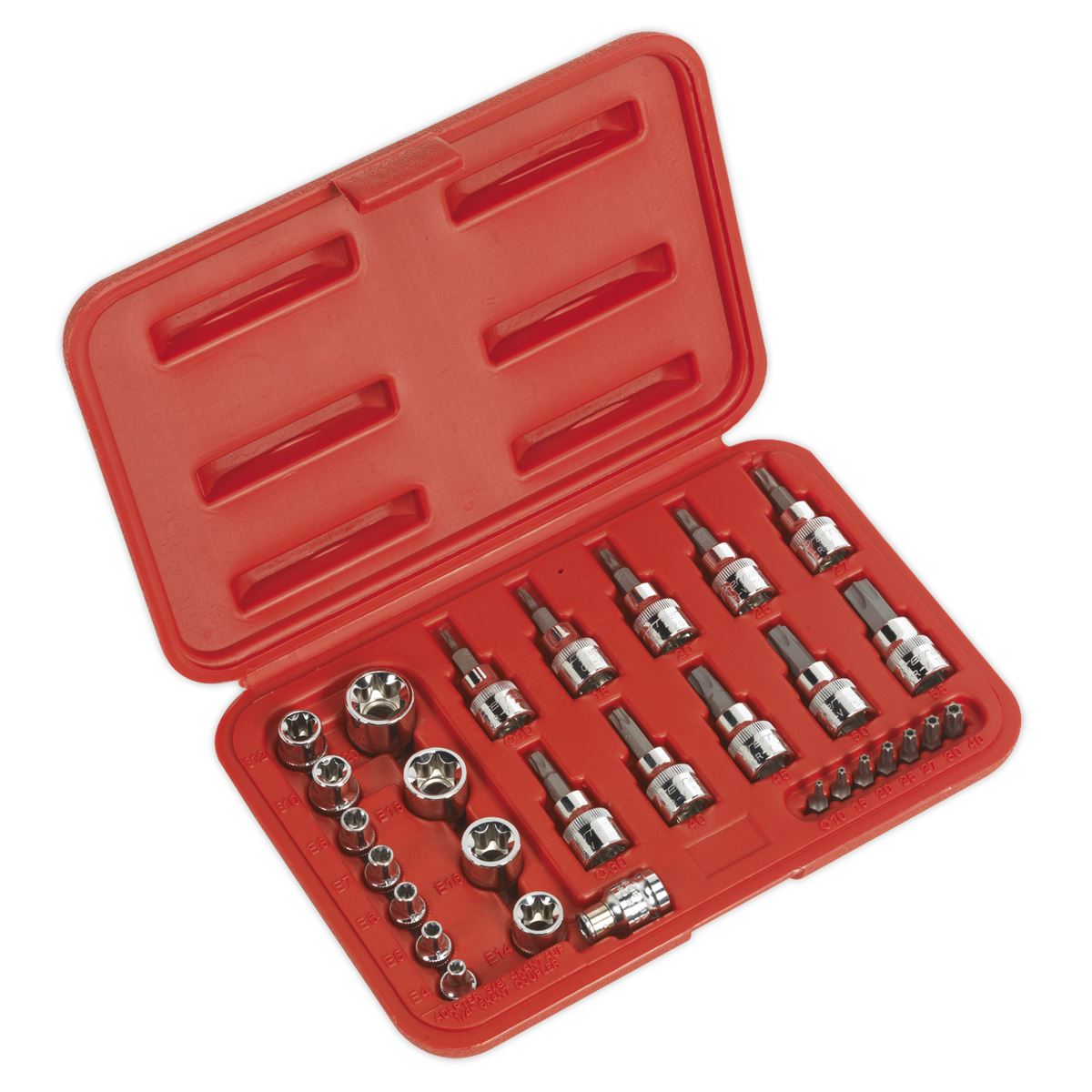 Sealey TRX-Star Socket & Security Bit Set 29pc 1/4"Sq&3/8"Sq Drive AK6193