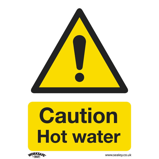 Sealey Safety Sign - Caution Hot Water - Rigid Plastic - Pack of 10 SS38P10