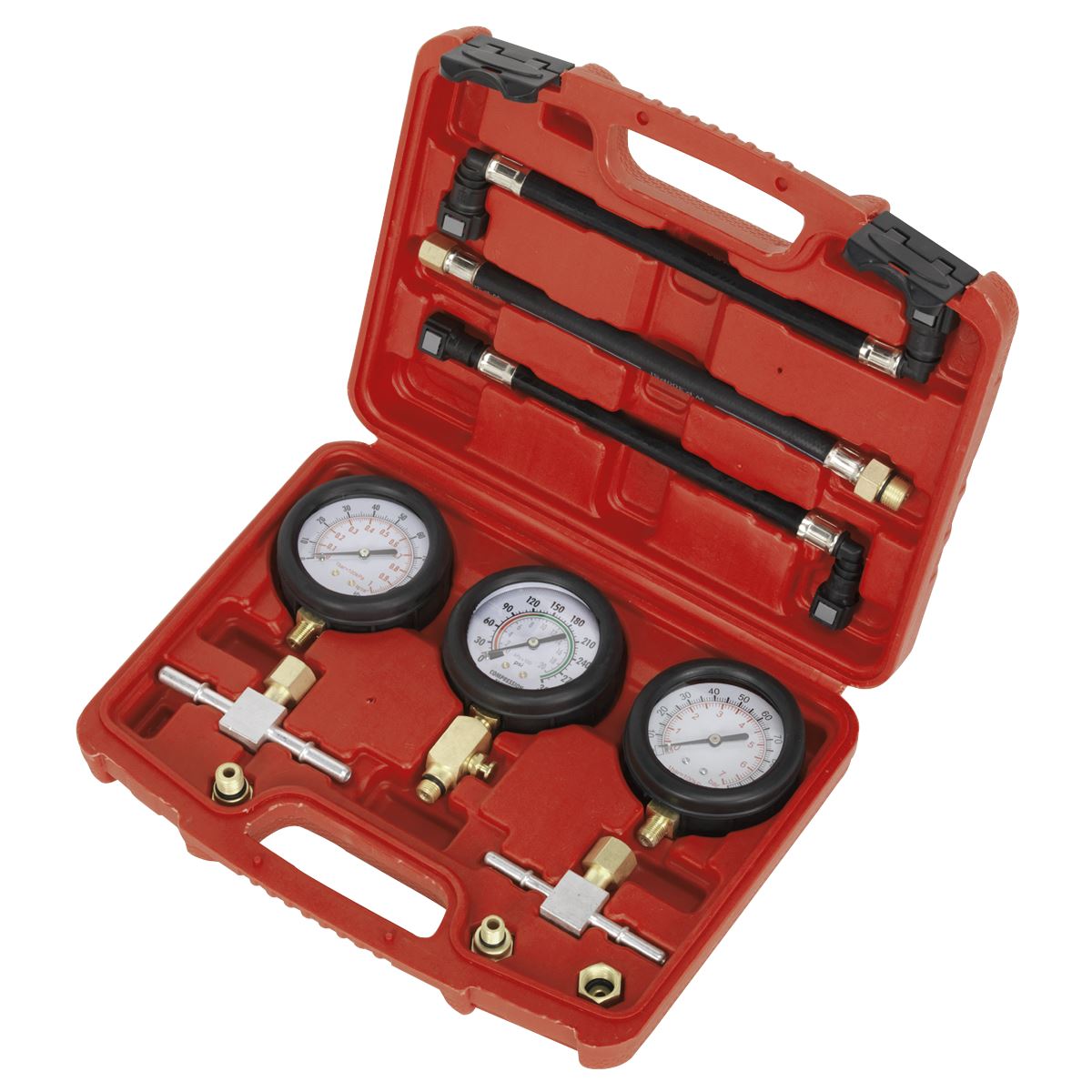 Sealey Motorcycle Compression & Fuel Pressure Gauge Set 3pc MS100