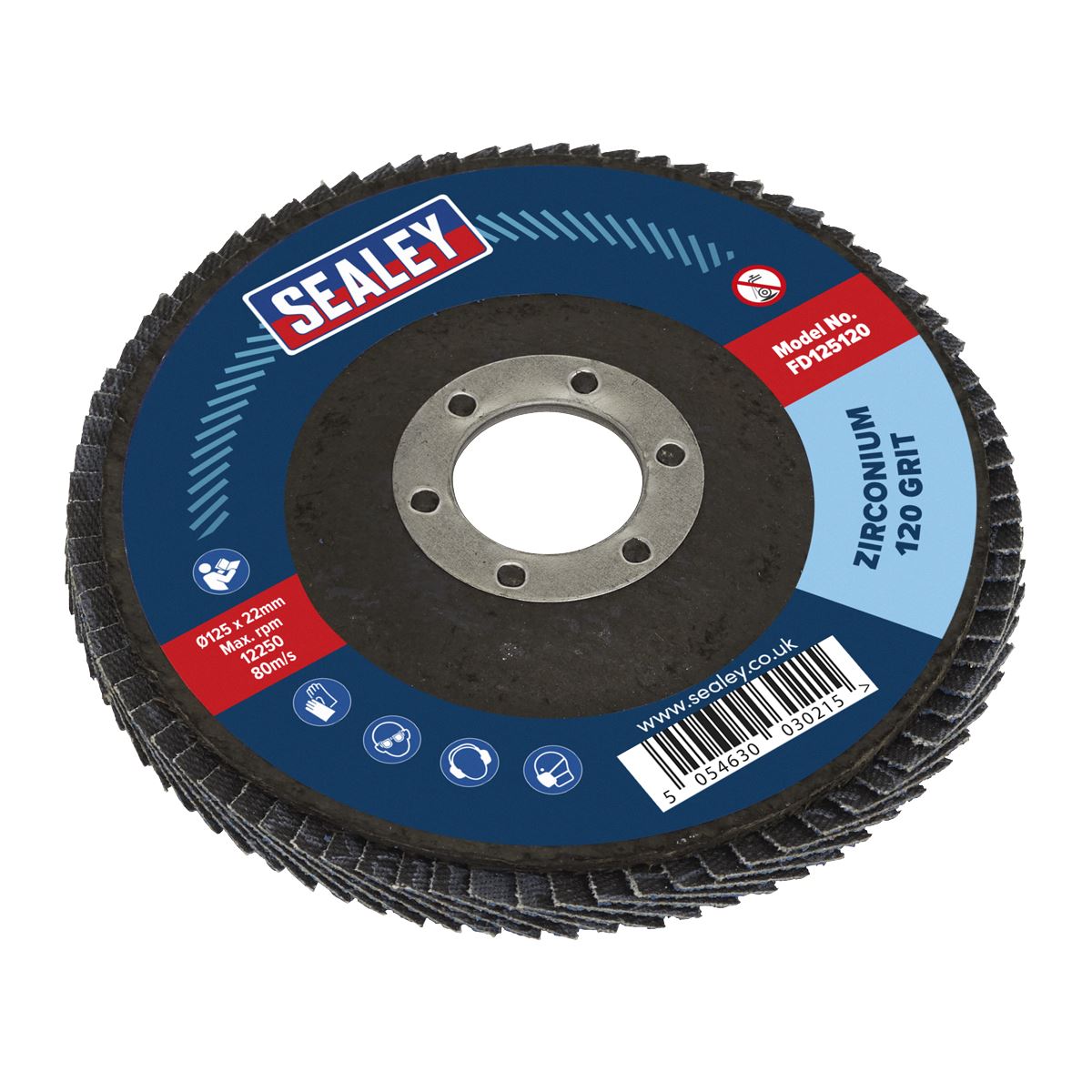 Sealey Flap Disc Zirconium 125mm 22mm Bore 120Grit FD125120