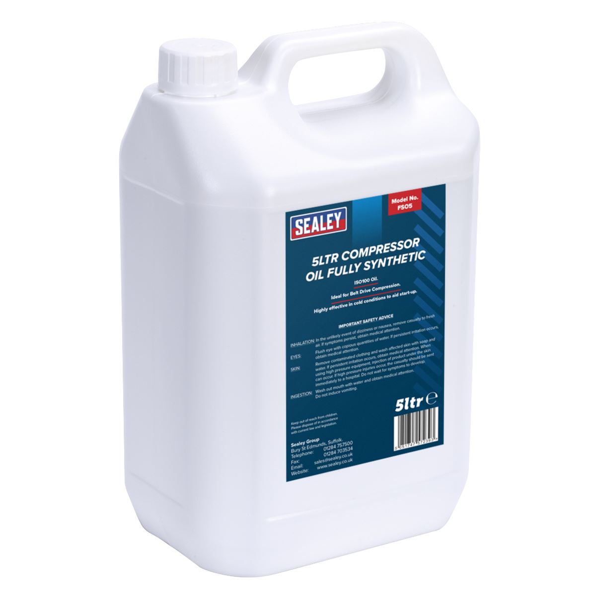 Sealey Compressor Oil Fully Synthetic 5L FSO5