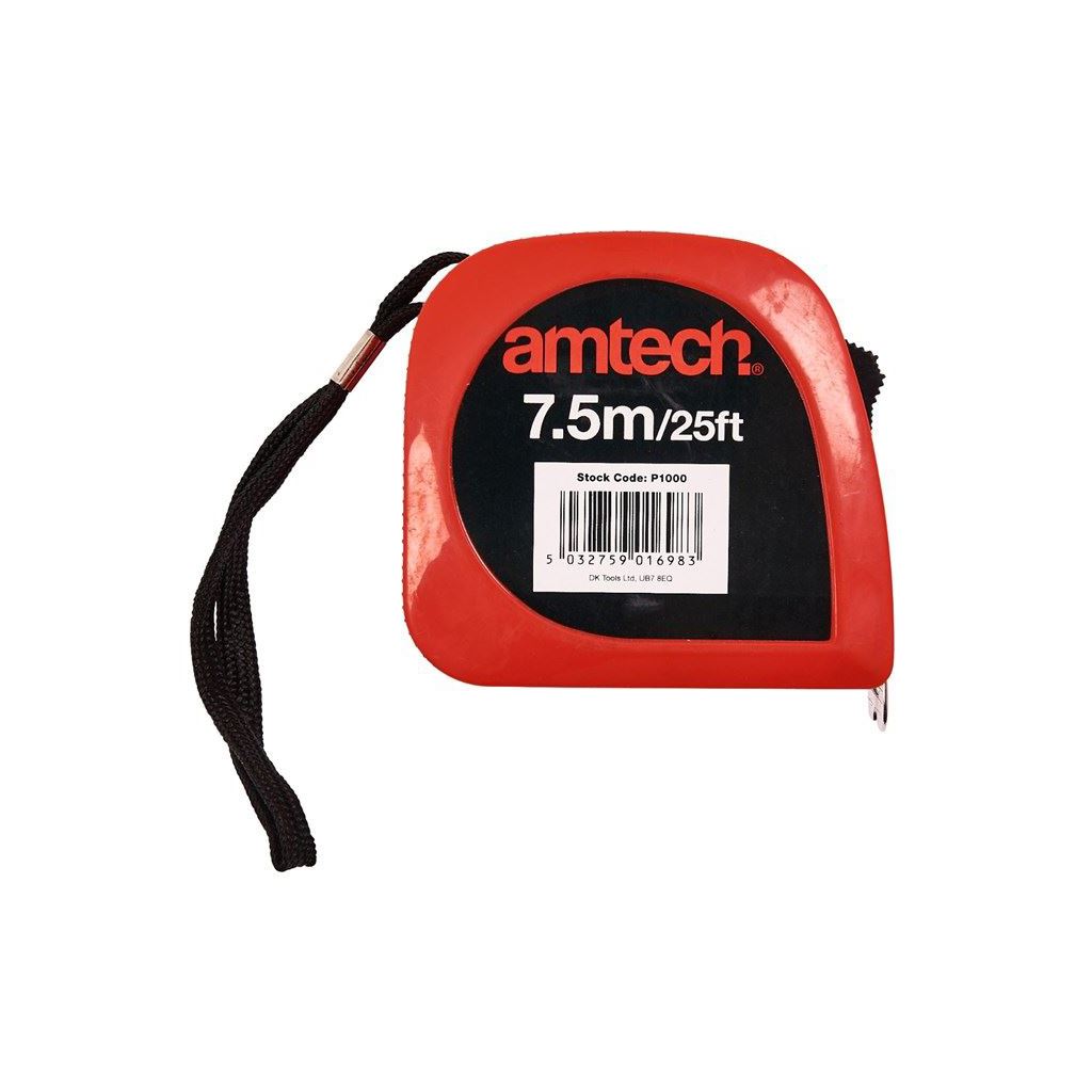 Amtech 7.5m Basic Measuring Tape Meter Roll Diy Home Garage Workshop - P1000