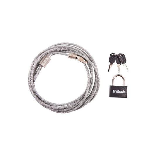 Amtech 3M X 4mm Security Cable & Padlock - T1695