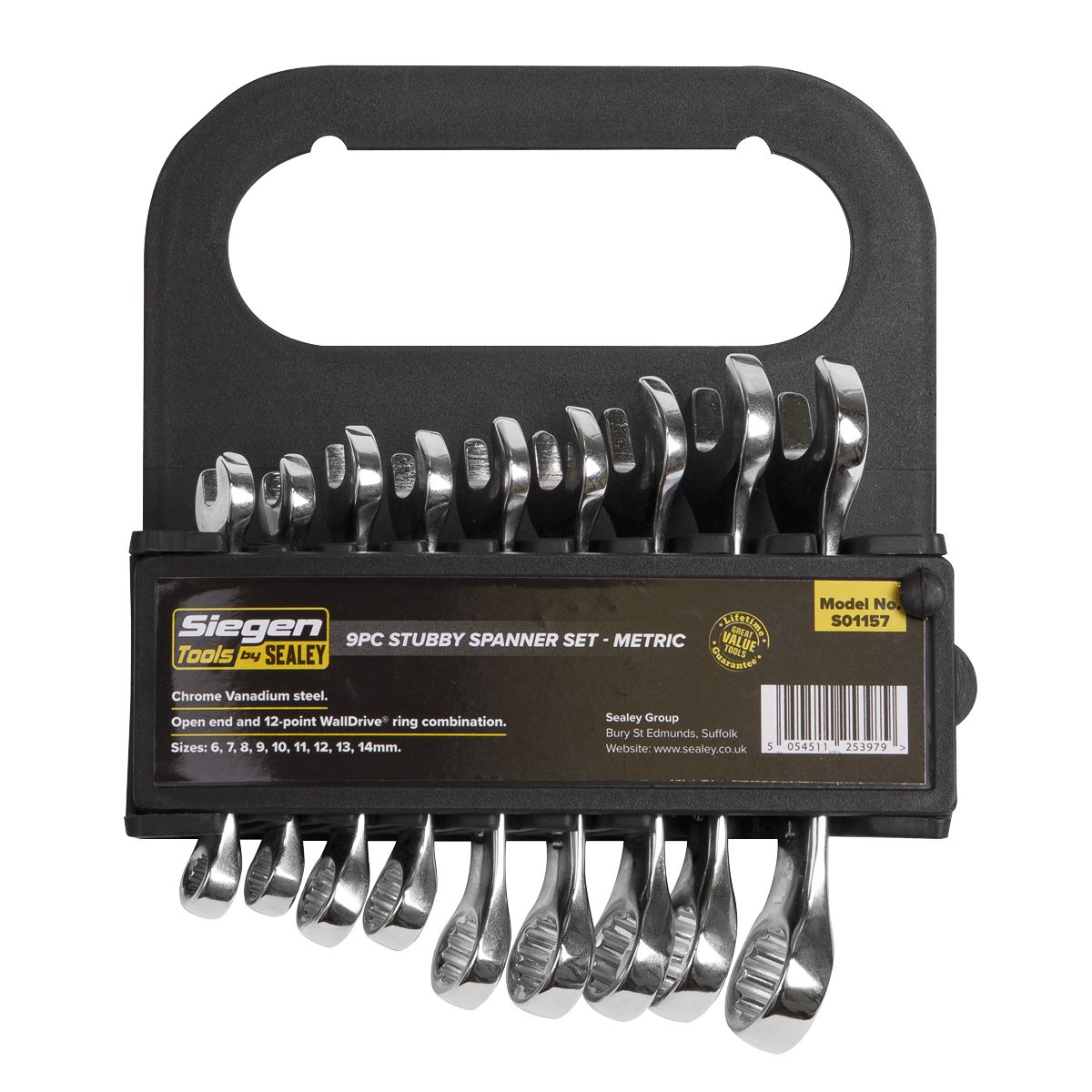 Sealey Stubby Combination Spanner Set 9pc Metric S01157