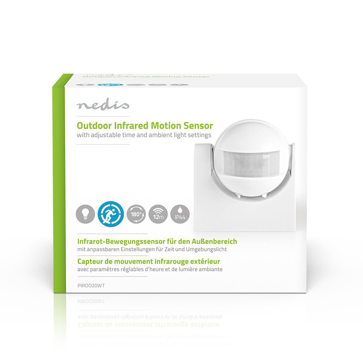 Nedis Motion Detector Outdoor Time/Ambient Light Settings 3-Wire Installation