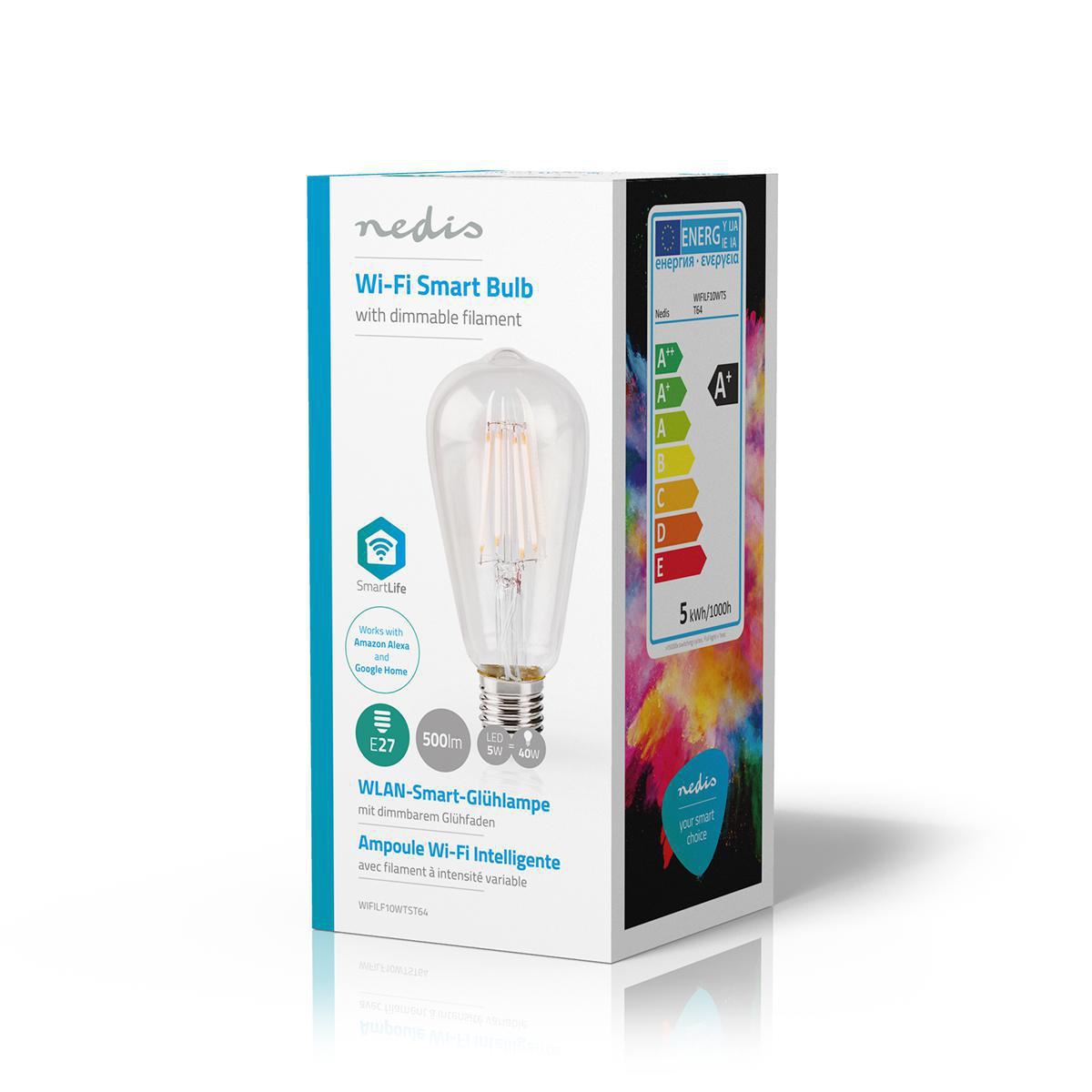 Nedis Wi-Fi Smart LED Filament Bulb E27 ST64 5W 500 lm WIFILF10WTST64