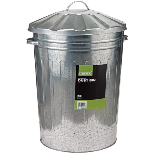 Draper 53254 Galvanised Dust Bin Traditional Style Dustbin (85L Capacity) 690mm