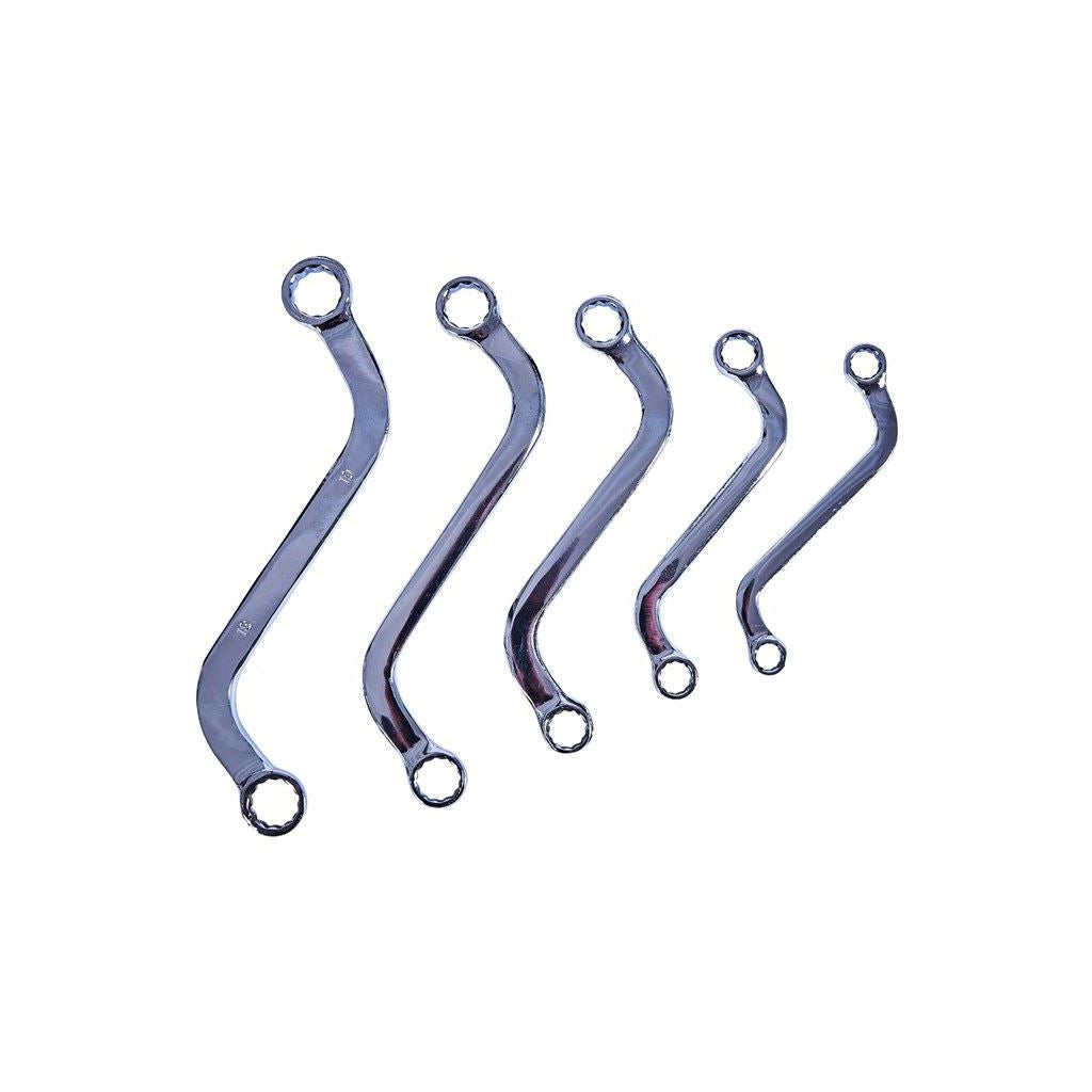 Amtech 5 Piece S Shape Bent Bend Shaped Bi Hex Ring Spanner Obstruction Set - K1130