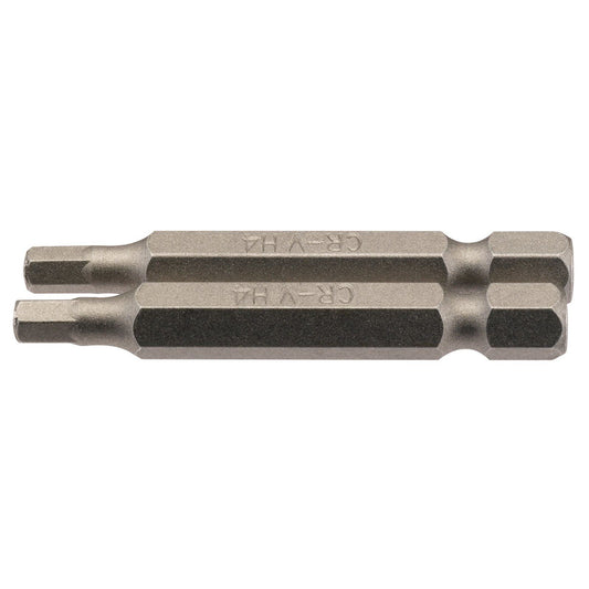 Draper 64254 4mm 1/4" Hex. Hexagonal Insert Bit 50mm Long x 2