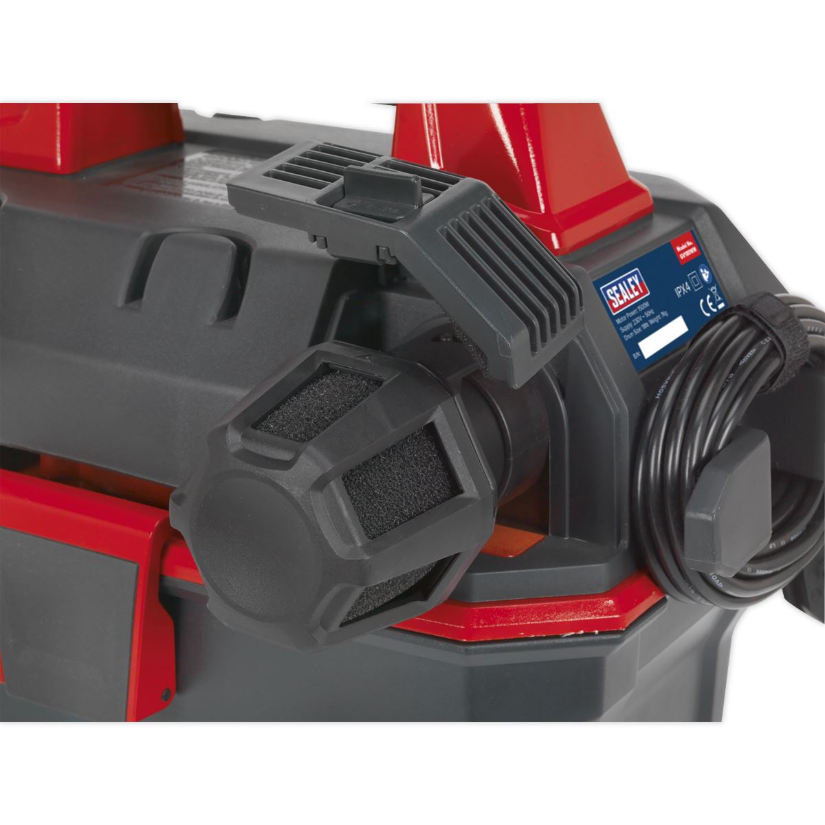 Sealey Garage Vacuum 1500W with Remote Control - Wall Mounting GV180WM