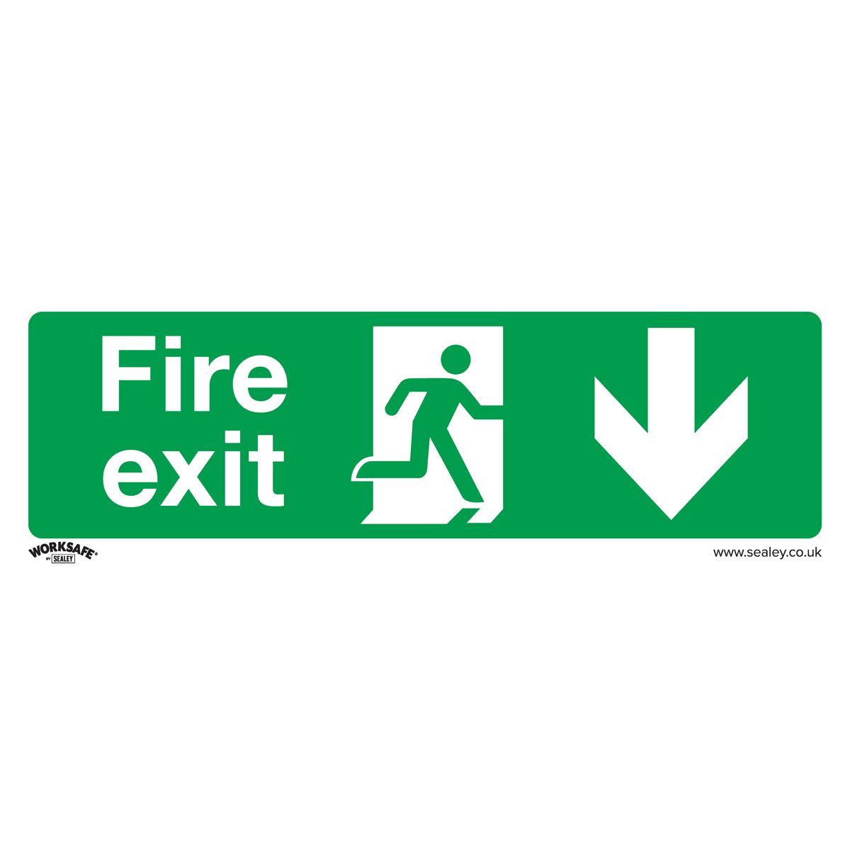 Sealey Safety Sign - Fire Exit (Down) - Self-Adhesive - Pack of 10 SS22V10