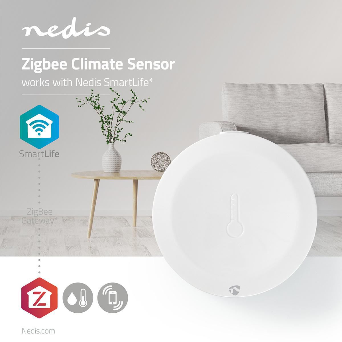 Nedis Smart Climate Temperature & Humidity  Sensor Zigbee - Battery included - ZBSC10WT