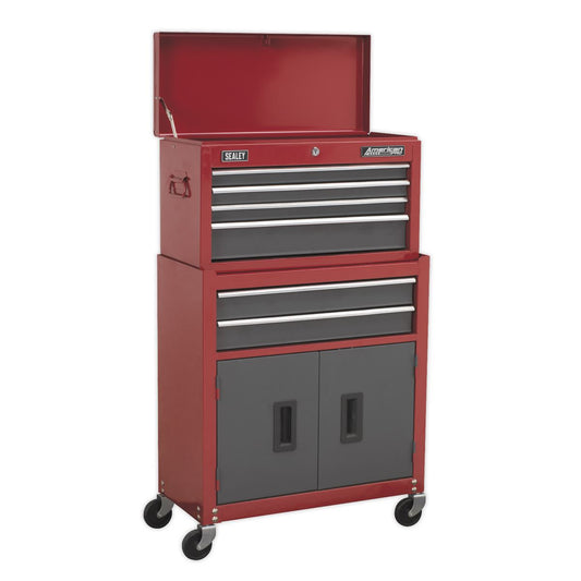 Sealey Topchest & Rollcab Combo 6 Drawer - Red/Grey AP2200BB