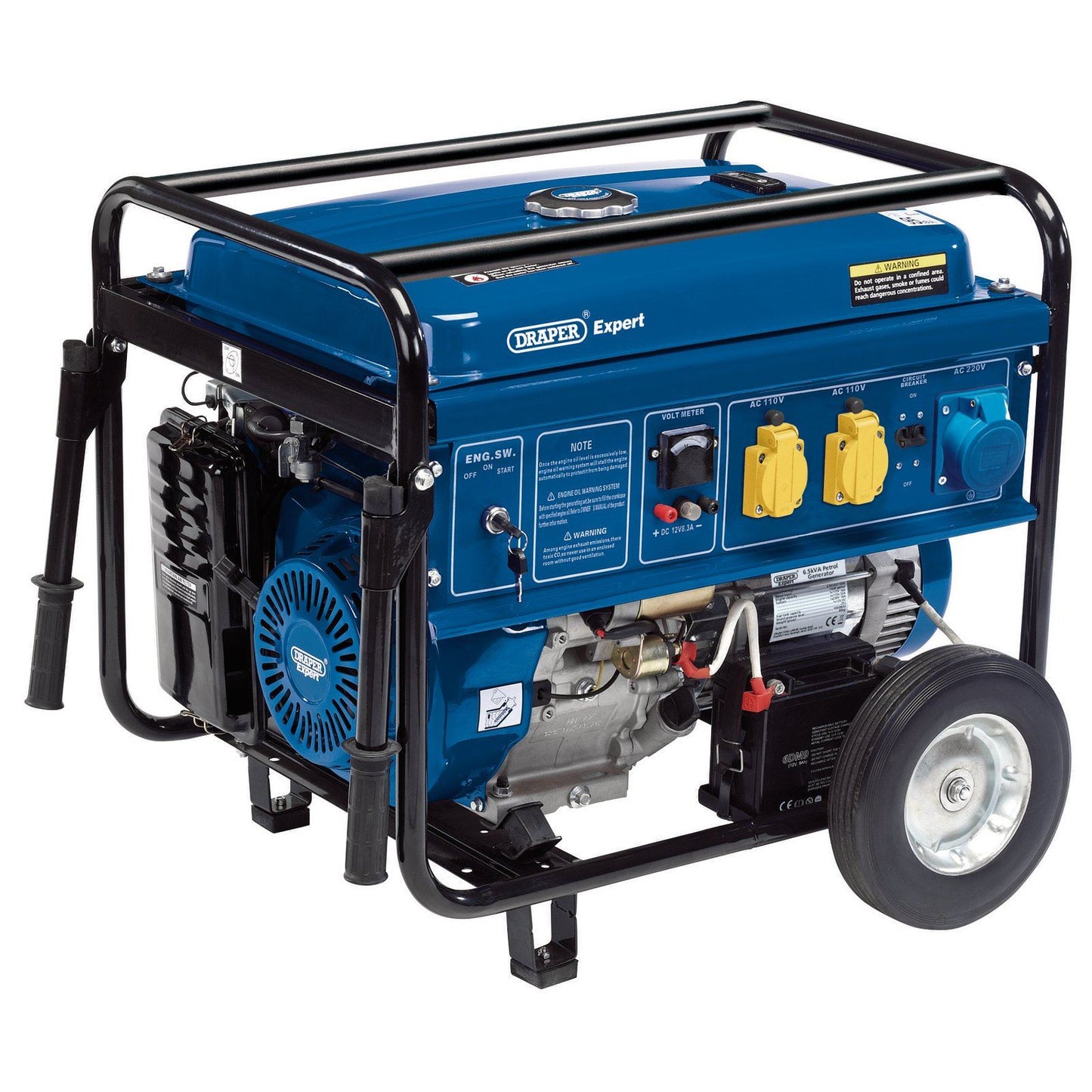 Draper Expert 6.5kva 15hp Electric Start Petrol Generator 16143 NEW