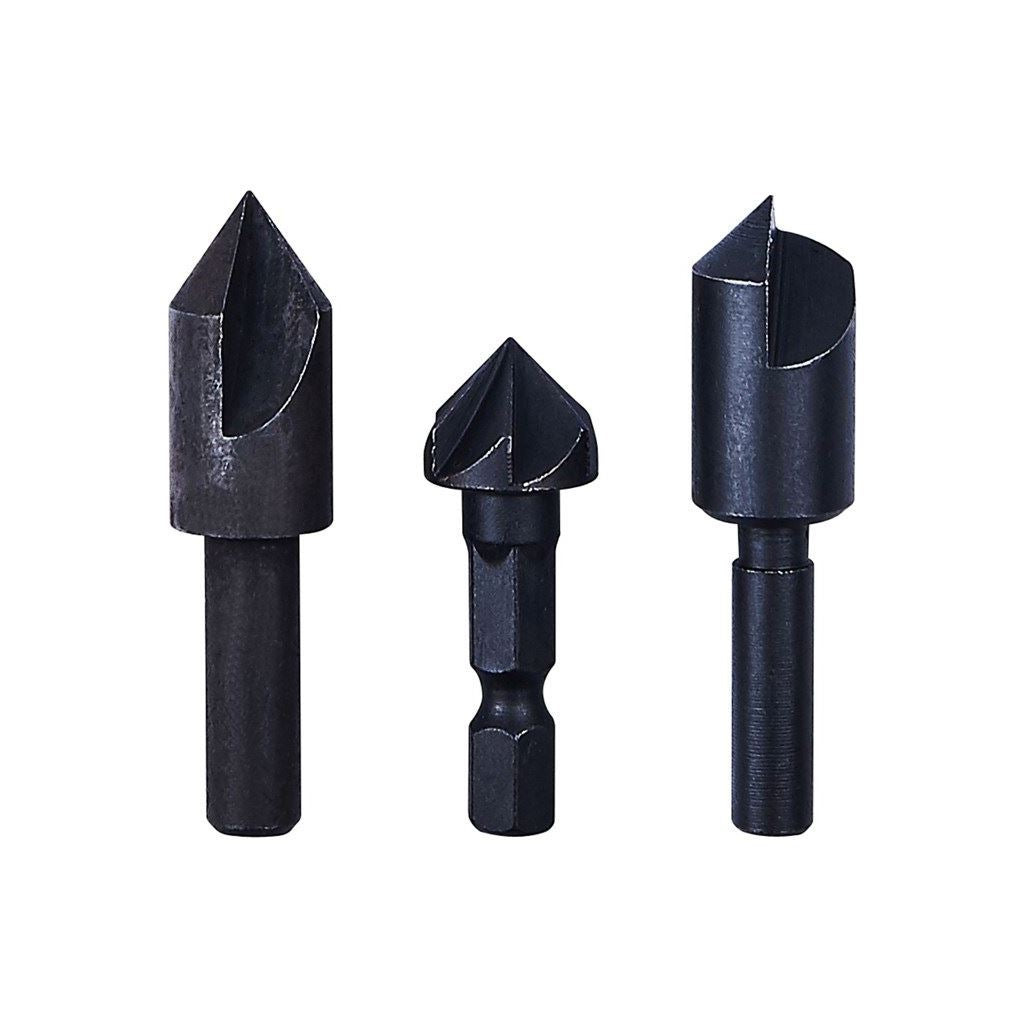 Amtech 3 Piece 1/4" 8mm 10mm 12mm Countersink Power Drill Bit Bore Set For Wood - F0820