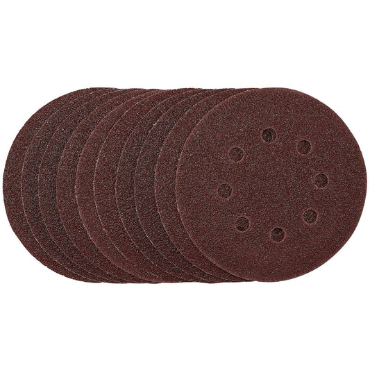 Draper Sanding Discs, 125mm, Hook & Loop, 40 Grit, (Pack of 10) SDHAL125 - 54392