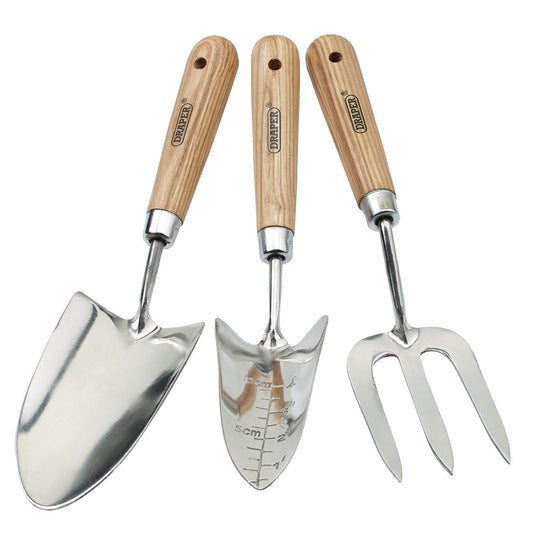 Draper Stainless Steel Hand Fork and Trowels Set with Ash Handles (3 Piece) - 09565