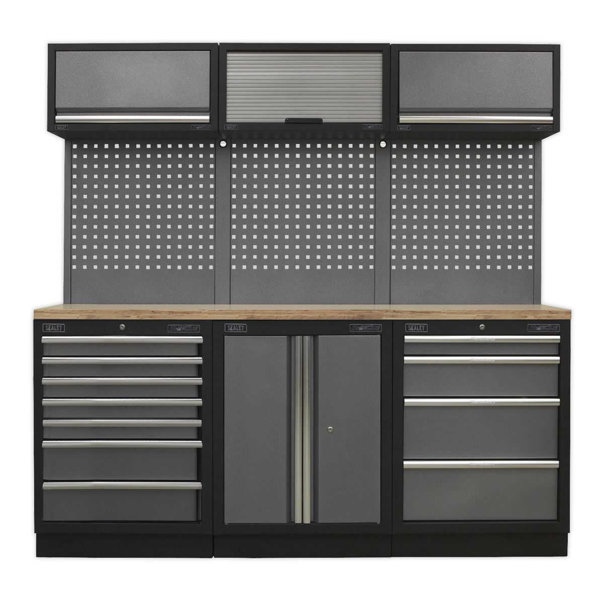 Sealey Superline Pro 2.0m Storage System - Wood Worktop APMSSTACK07W