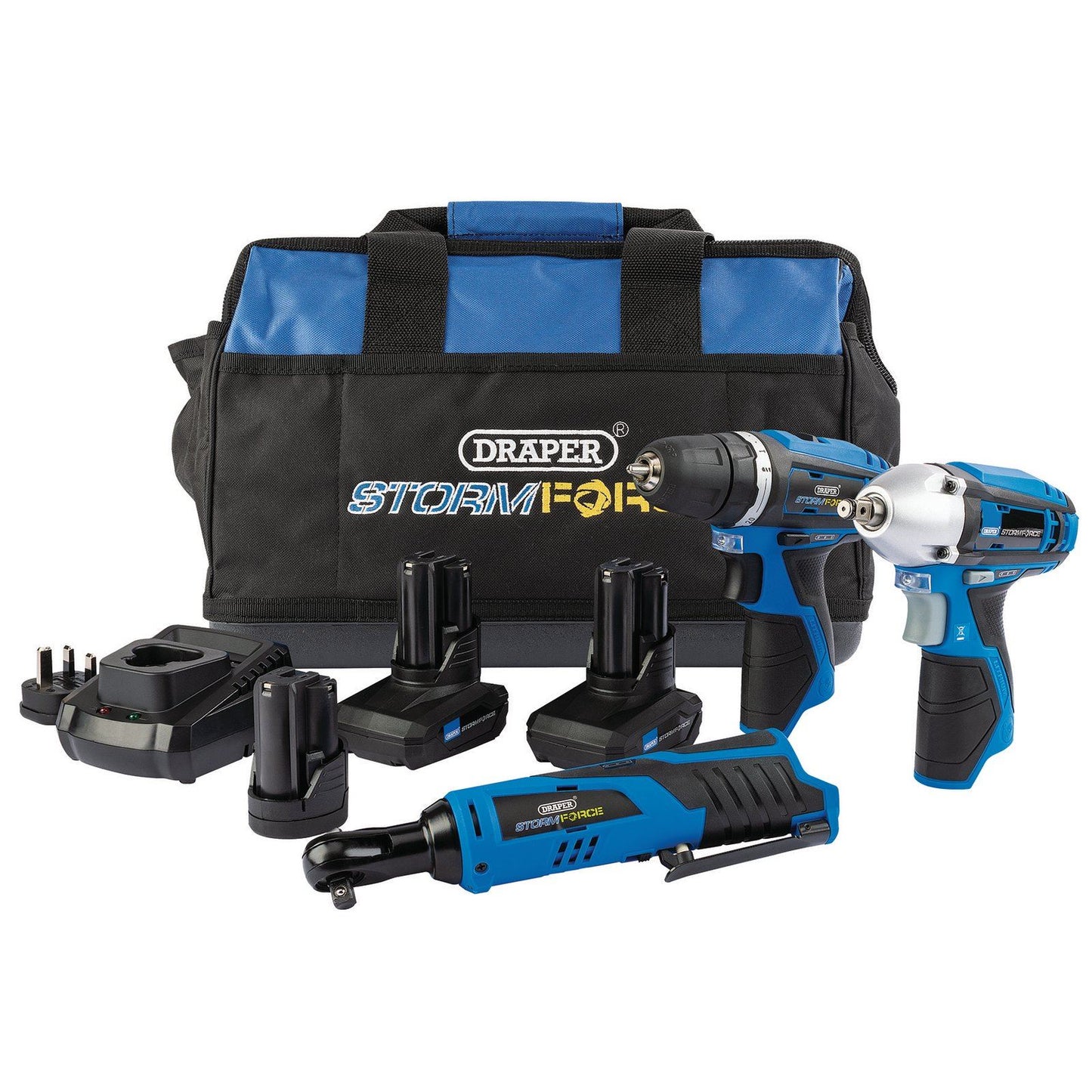 Storm Force 10.8V Power Interchange Drill Driver Kit 2x 4Ah Batteries, - 93521