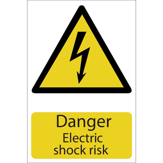 Draper Danger Electric Shock Risk Self Adhesive Hazard Sign Notice - 72225