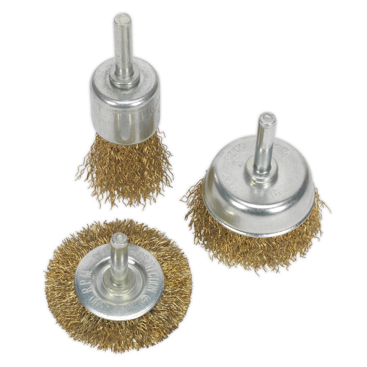 Sealey Wire Brush Set 3pc Brassed BWBS03