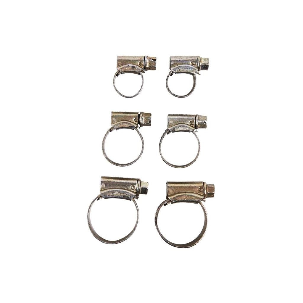 6 Piece Hose Pipe Clamps Jubliee Clips Assortment Set 1/2"/3/4" & 1" Plated - S4400