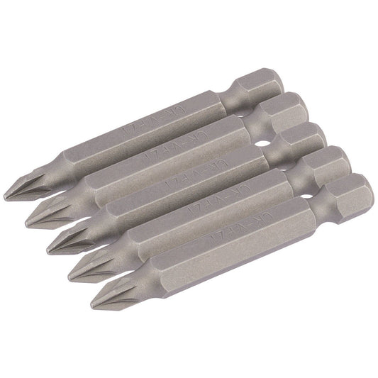 1x Pack Of 5 Draper No. 1 1/4" Hex PZ Type Insert Bit - 50mm Long - 64281