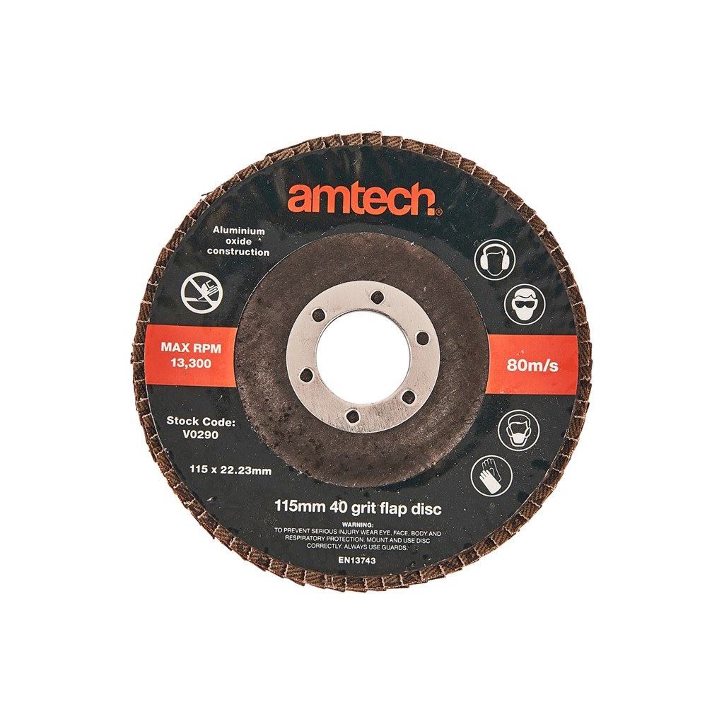 Amtech 115mm 40 Grit Aluminium Oxide Flap Discs/4 1/2" Angle Grinder Workshop - V0290