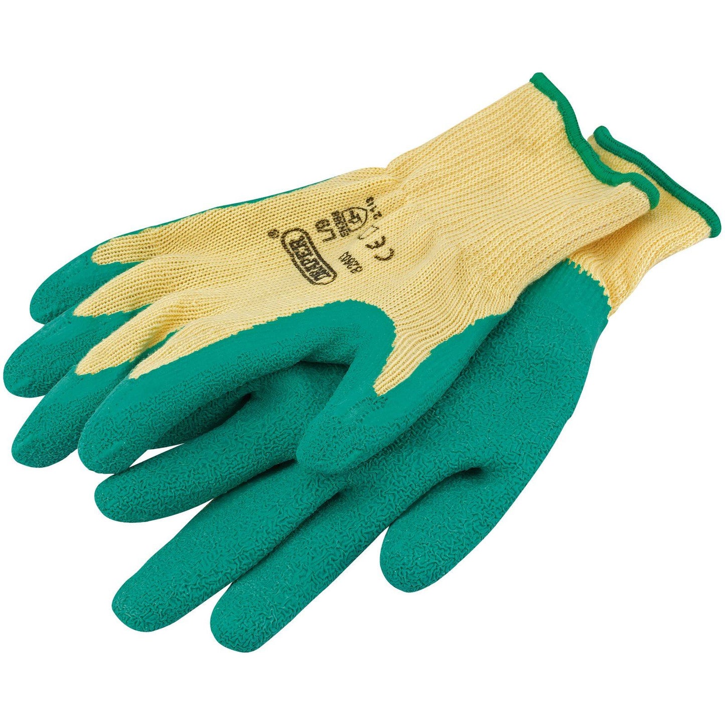 Draper Green Heavy Duty & Latex Coated Work Gloves - Size Large - Multipurpose - 82603