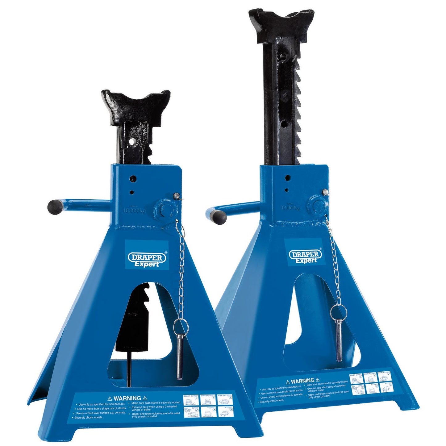 Draper 01815 Expert Pair of Pneumatic Rise Ratcheting Axle Stands (10 Tonne)