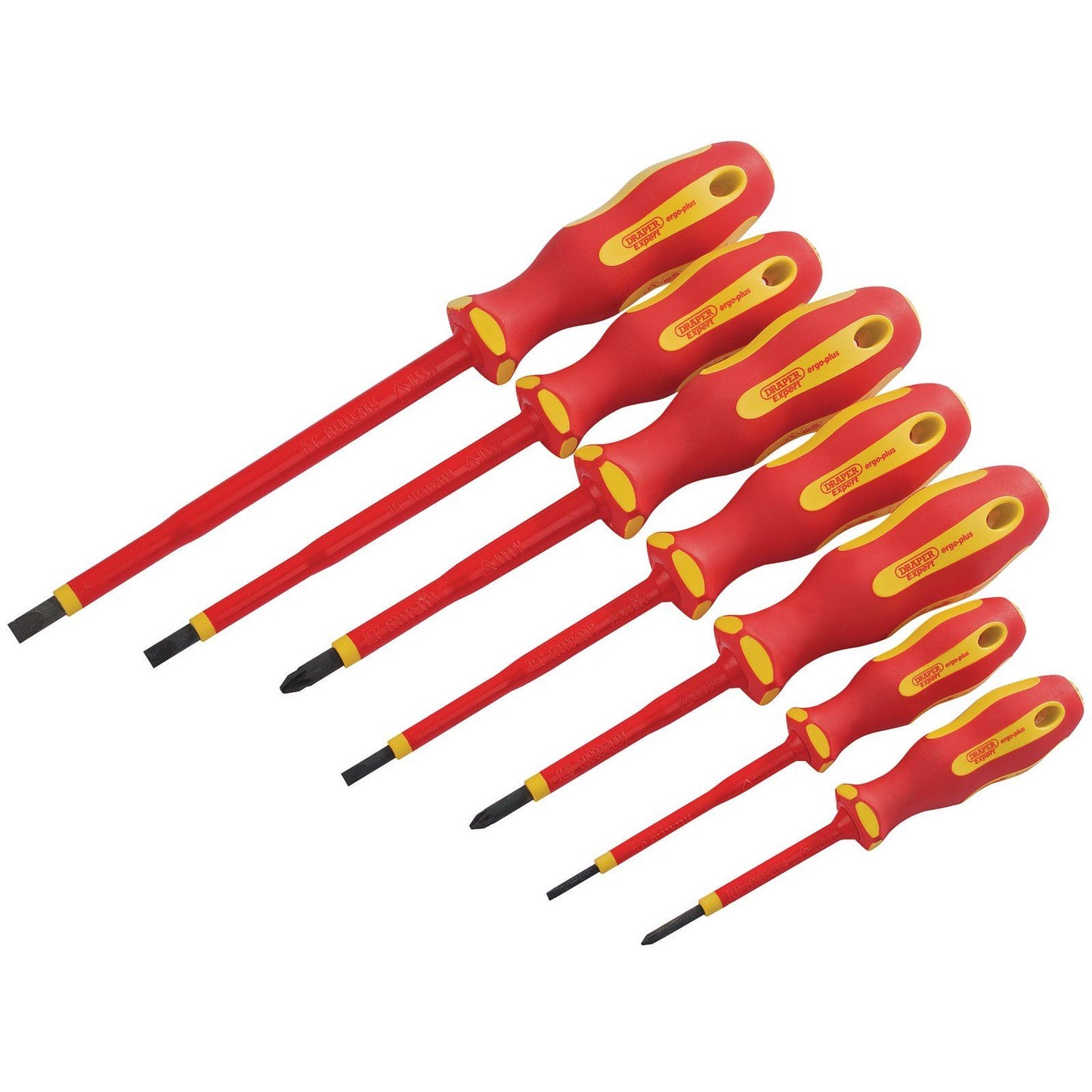 Draper Expert Electricians Screwdriver Set Fully Insulated VDE 7 Piece Ergo Plus - 64694