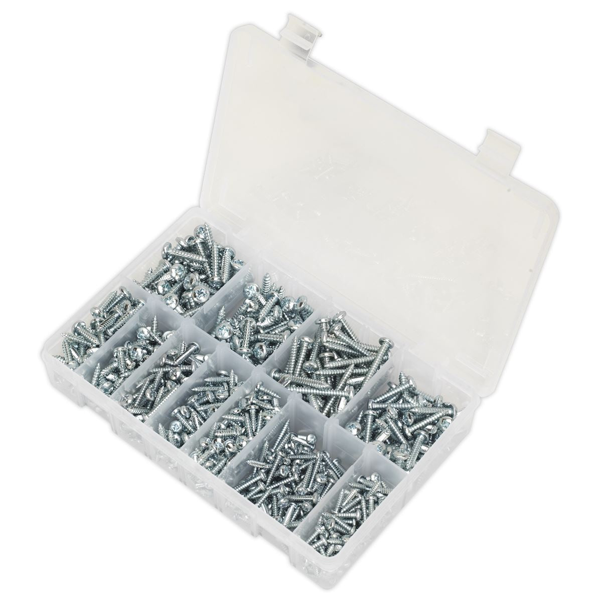 Sealey Self Tapping Screw Assortment 700pc Pan Head Pozi Zinc AB063STPH