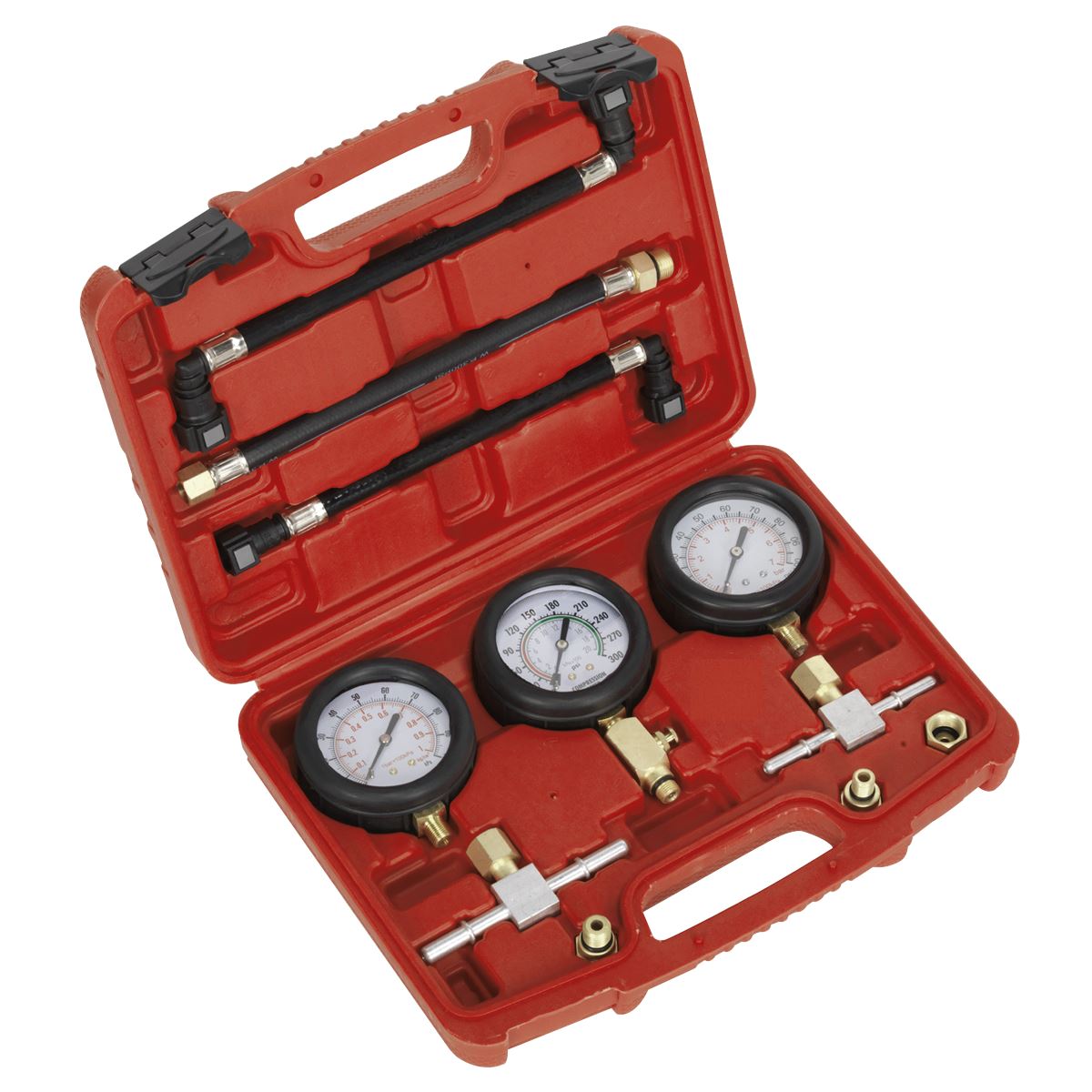 Sealey Motorcycle Compression & Fuel Pressure Gauge Set 3pc MS100