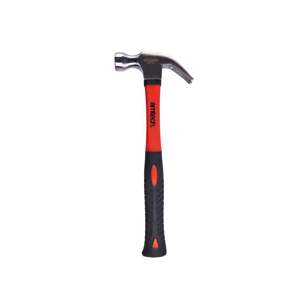 Amtech 8Oz Claw Hammer Fibreglass Drop Forged Tempered Polished Head Rubber Grip - A0240