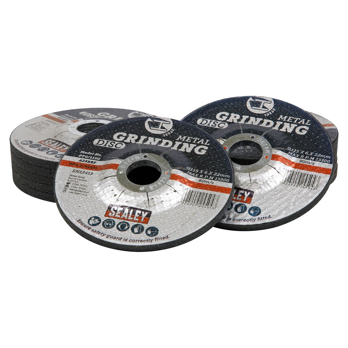 Sealey Grinding Disc 115 x 6mm 22mm Bore - Pack of 12 PTC115G12