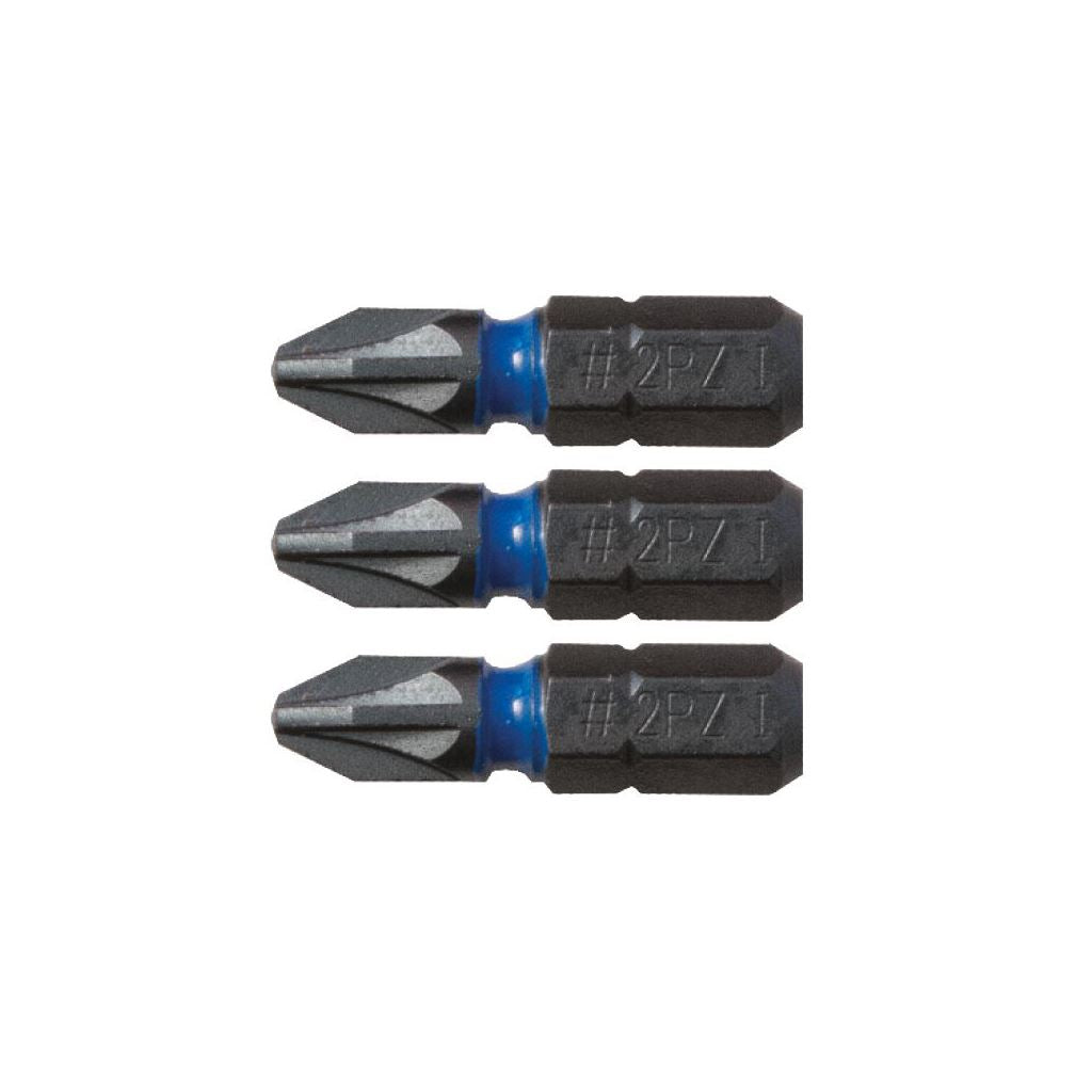 CK Tools Blue Steel Impact Screwdriver Bit 25mm PZ1 Card of 3 T4560 PZ1D