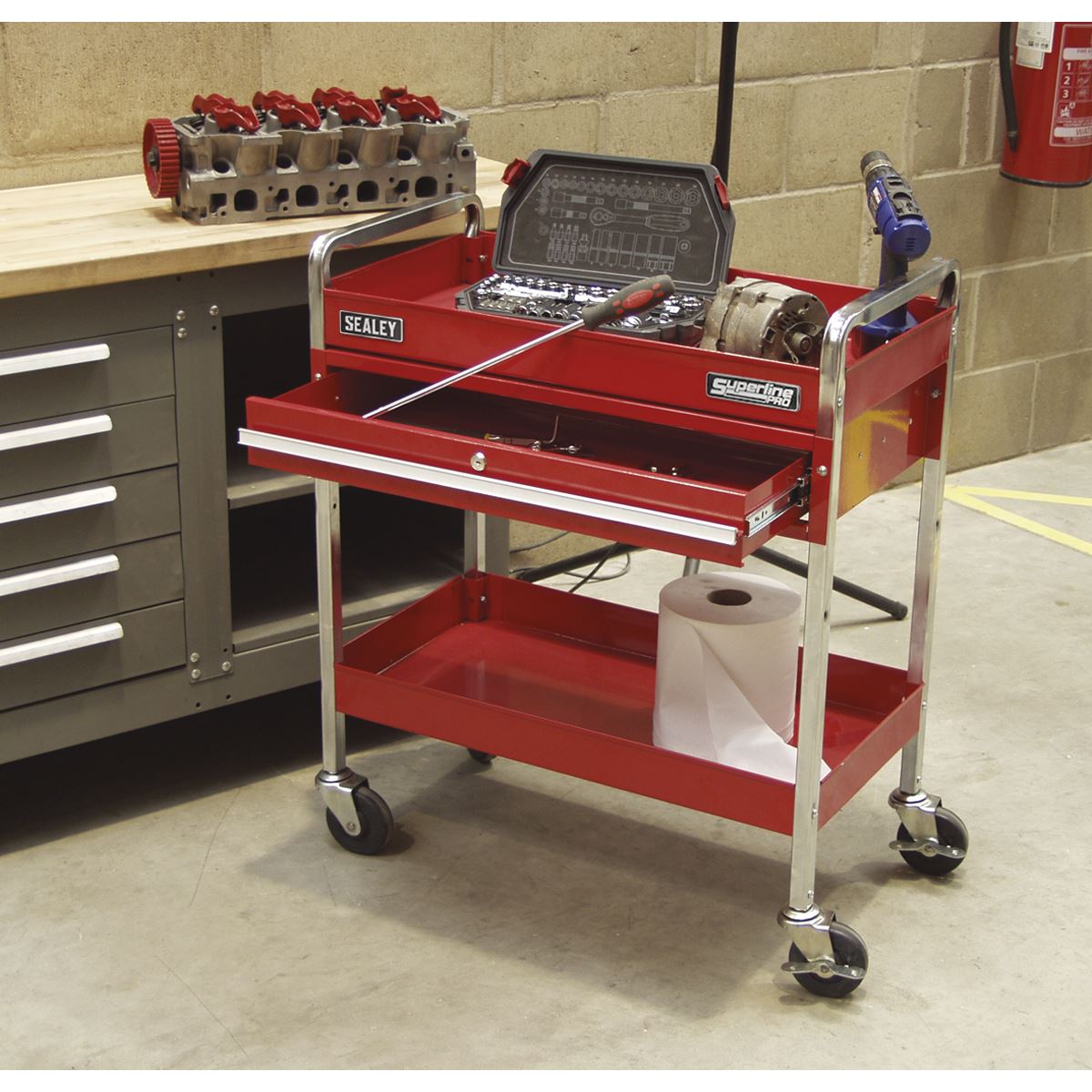 Sealey Trolley 2-Level Heavy-Duty with Lockable Drawer CX101D