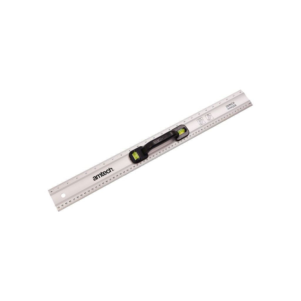 Amtech Heavy Duty 24" 600mm Aluminium Rule+Spirit Level Construction Builder Diy - P4035