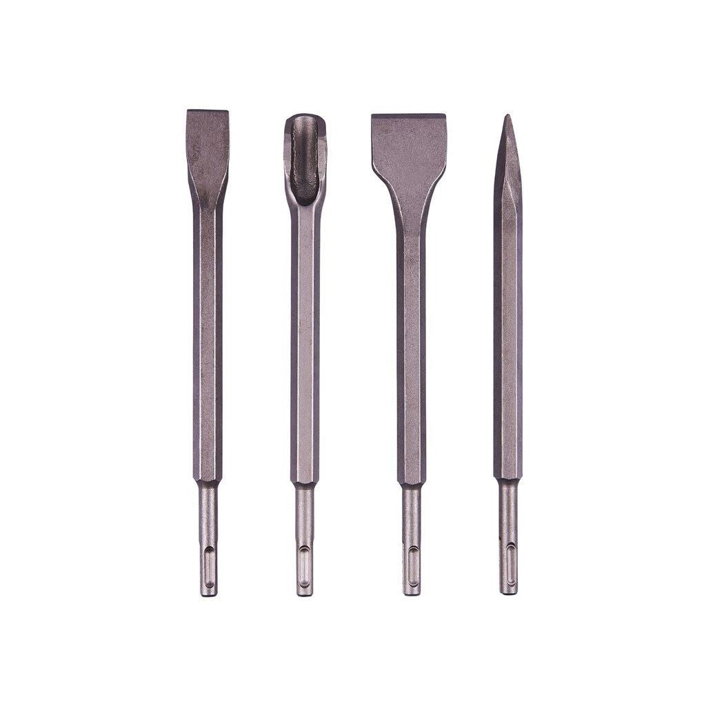 4 Piece SDS Chisel Set Flat Point Grove Stone Use In All SDS Plus Drills 250mm - E0640