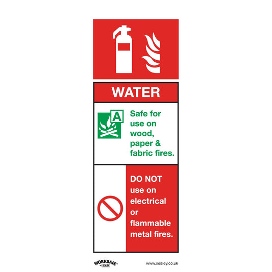 Sealey Safety Sign - Water Fire Extinguisher - Self-Adhesive Vinyl SS27V1