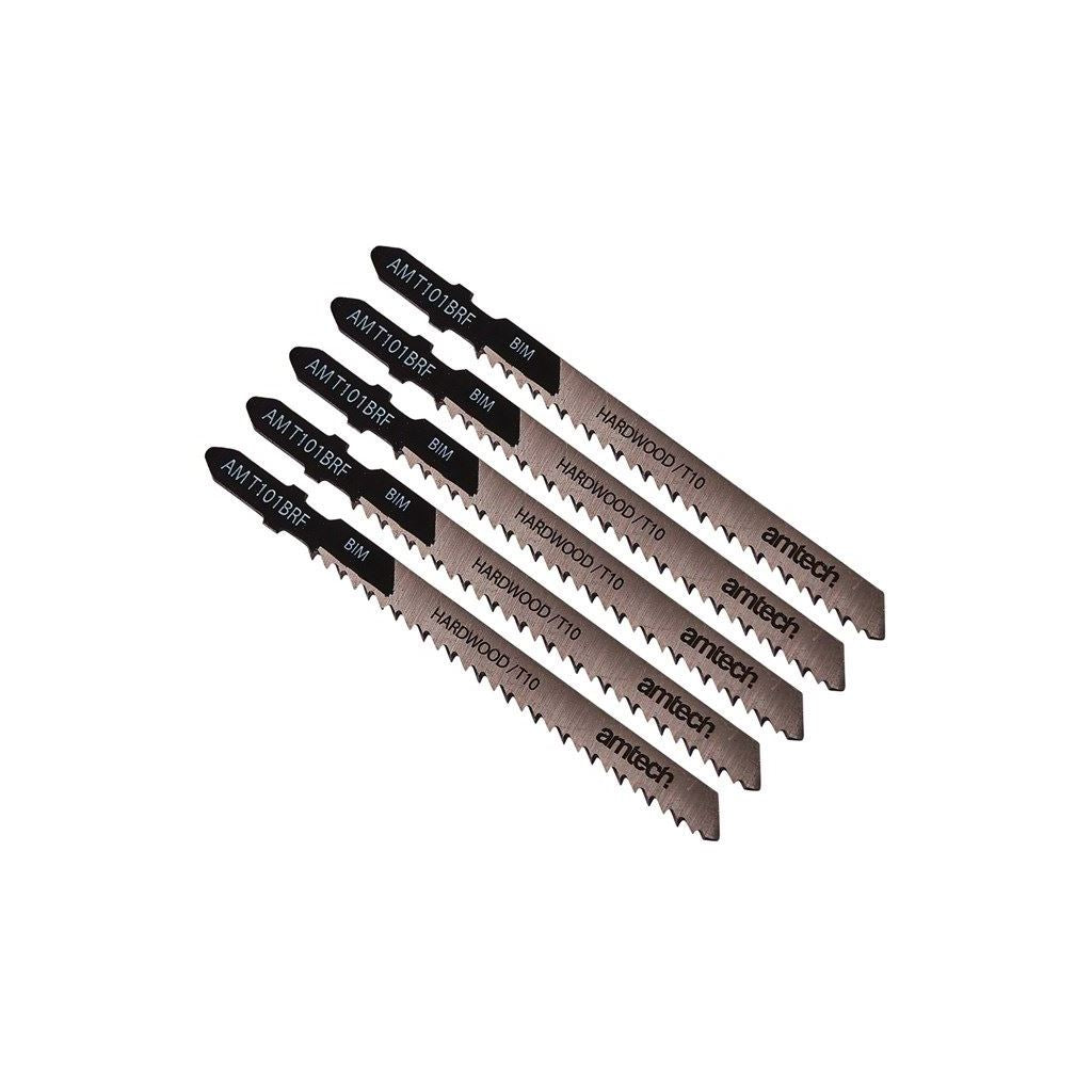 Amtech 5x Jigsaw Blades Set Reverse Cut Wood Cutting Hardwood 10 Tpi AMT101BRF - M1608