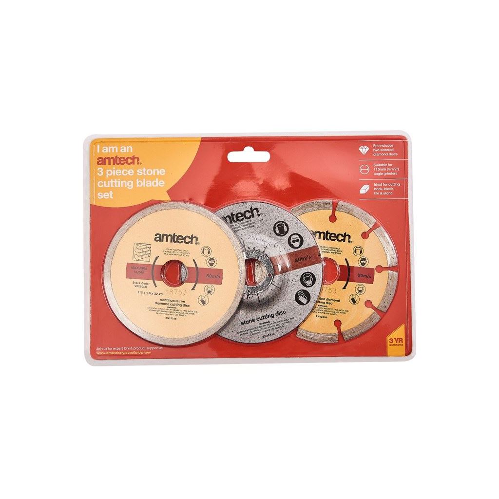 3 Piece Diamond & Cut Off Blade Set Segmented Stone Rim Continuous Disc Kit Saw - V0260